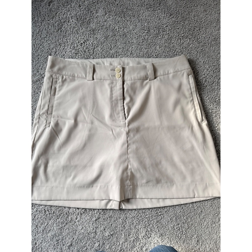 Nike Golf Performance Skort Cream Zip Pocket Women Size 12 Dri-Fit Activewear